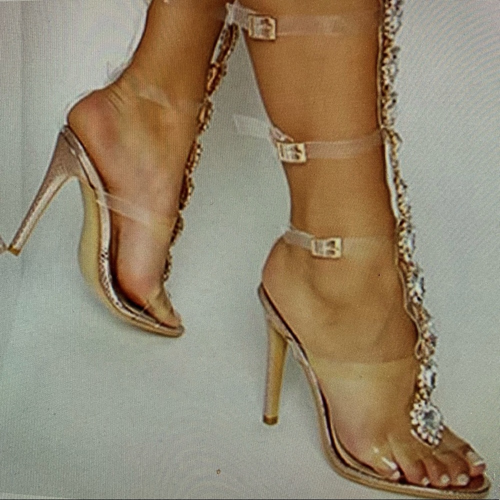 New Simmi London Jeweled clear strap Heels